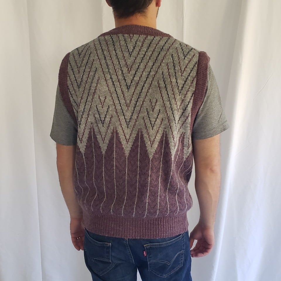 80s/90s Gray and Mauve Sweater Vest