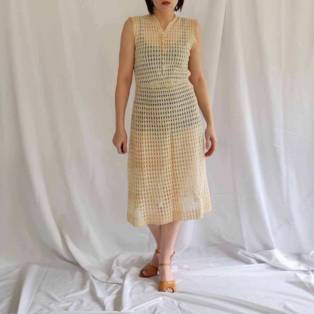 30s Sheer Cream Midi Dress