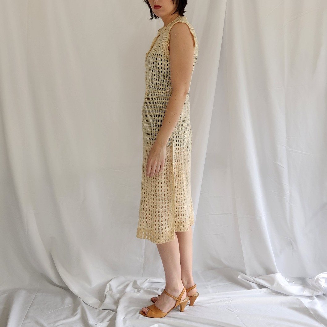 30s Sheer Cream Midi Dress