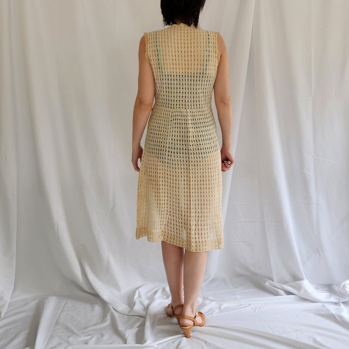 30s Sheer Cream Midi Dress