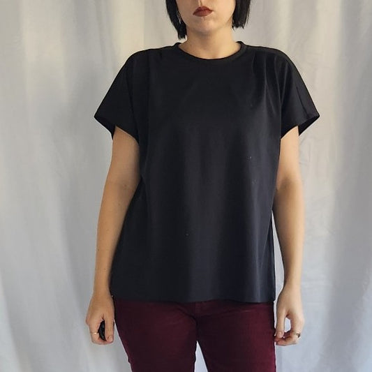 70s Black Poly Blouse