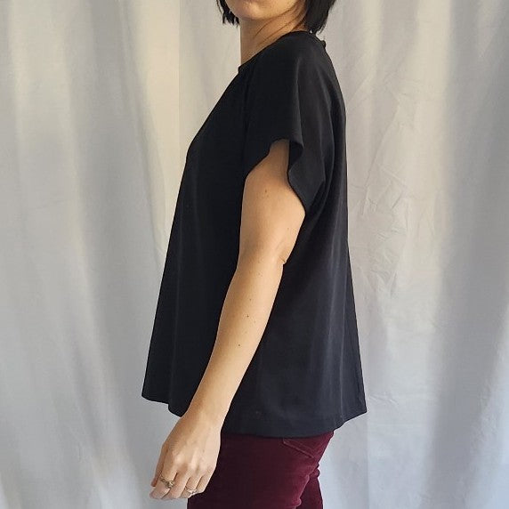 70s Black Poly Blouse