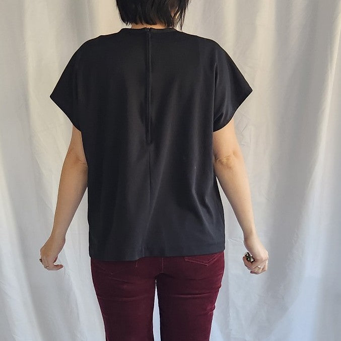 70s Black Poly Blouse