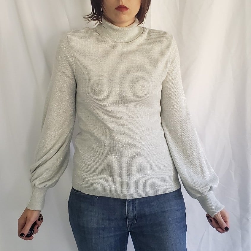 70s Silver Metallic Turtleneck