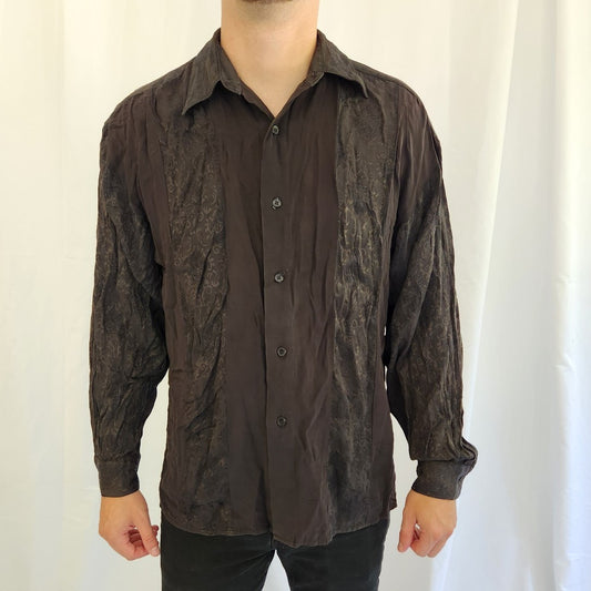 90s Black Jacquard Print Shirt