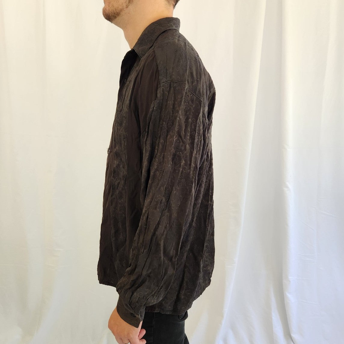 90s Black Jacquard Print Shirt