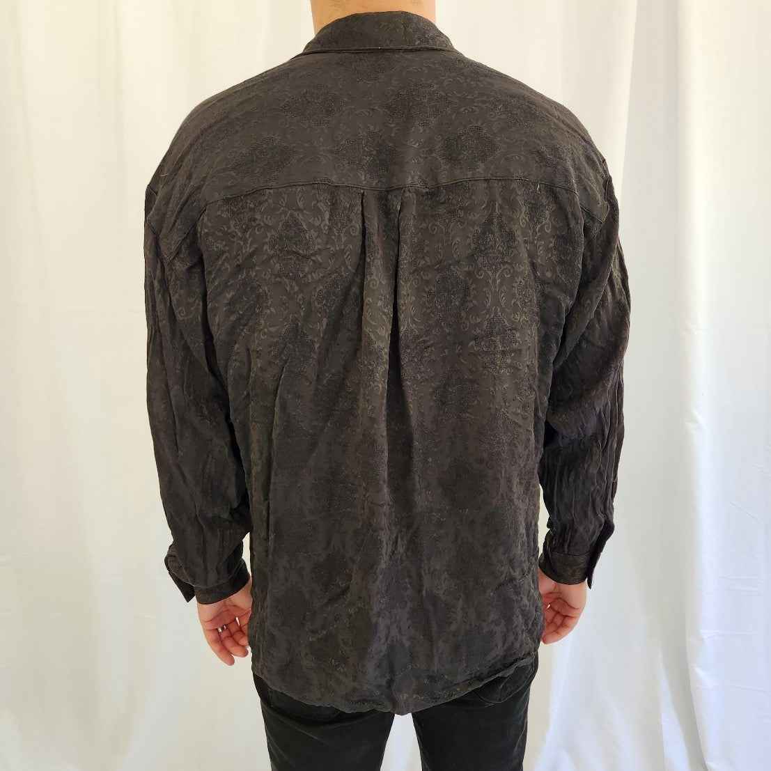 90s Black Jacquard Print Shirt