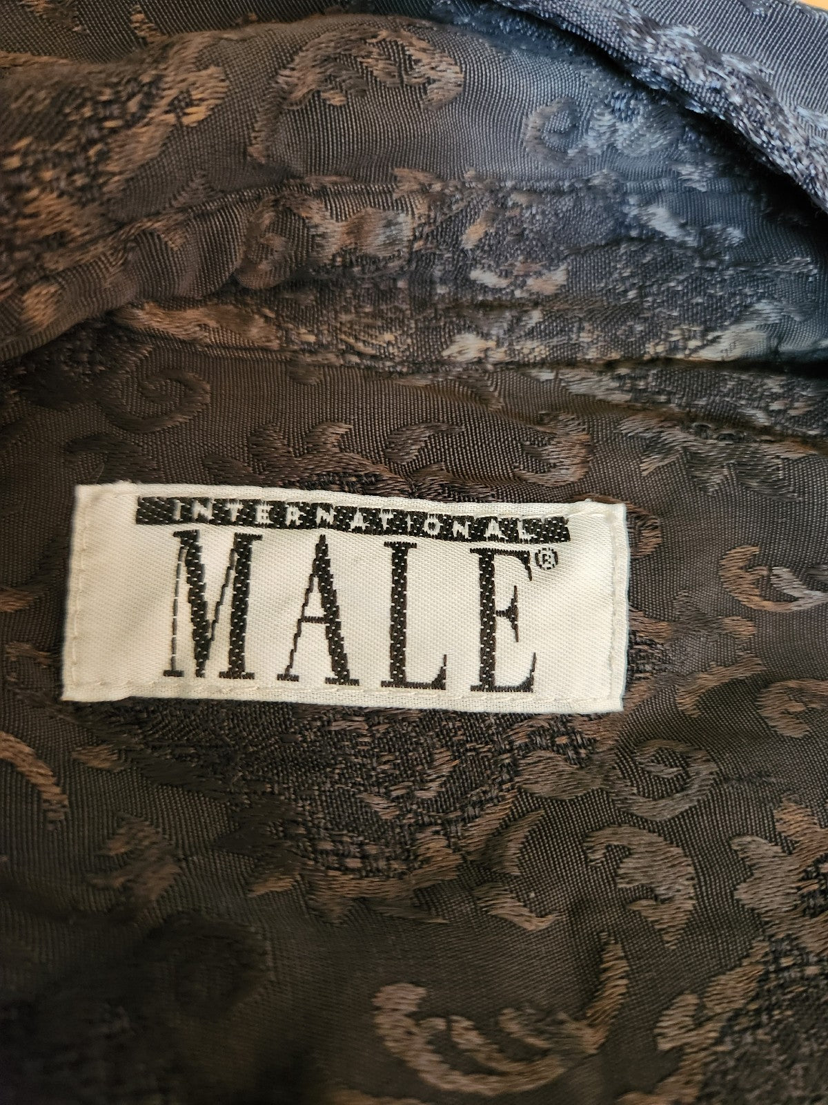 90s Black Jacquard Print Shirt