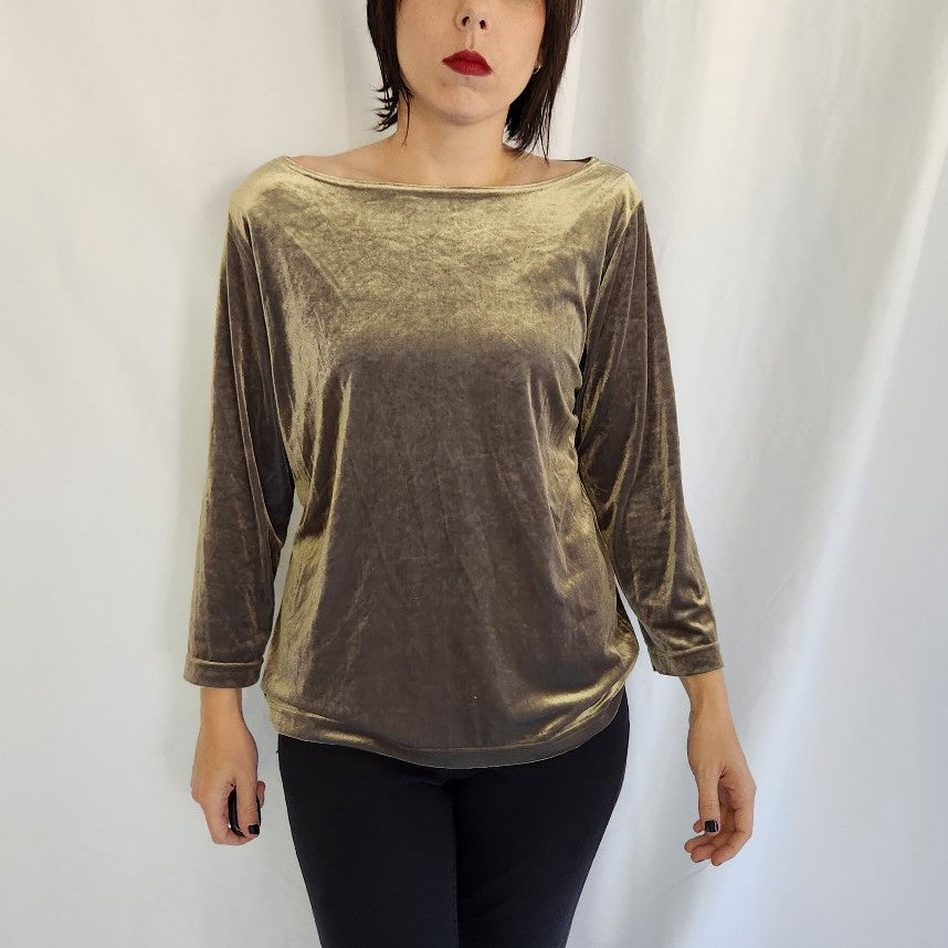 90s Olive Green Velvet Top