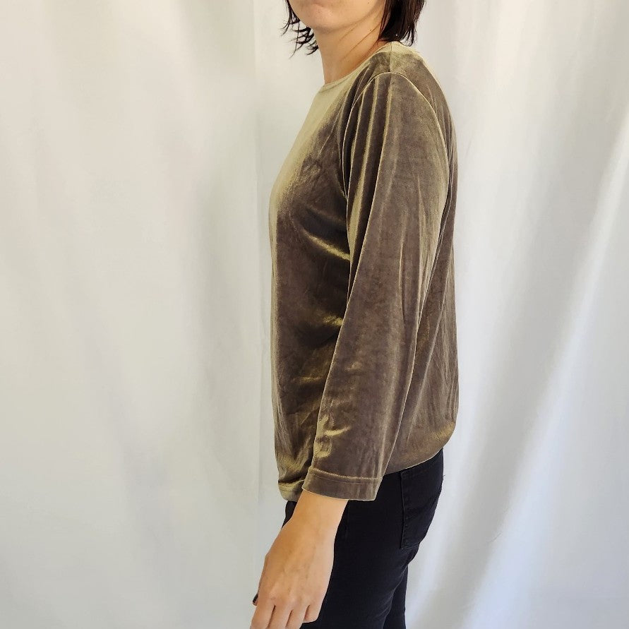 90s Olive Green Velvet Top