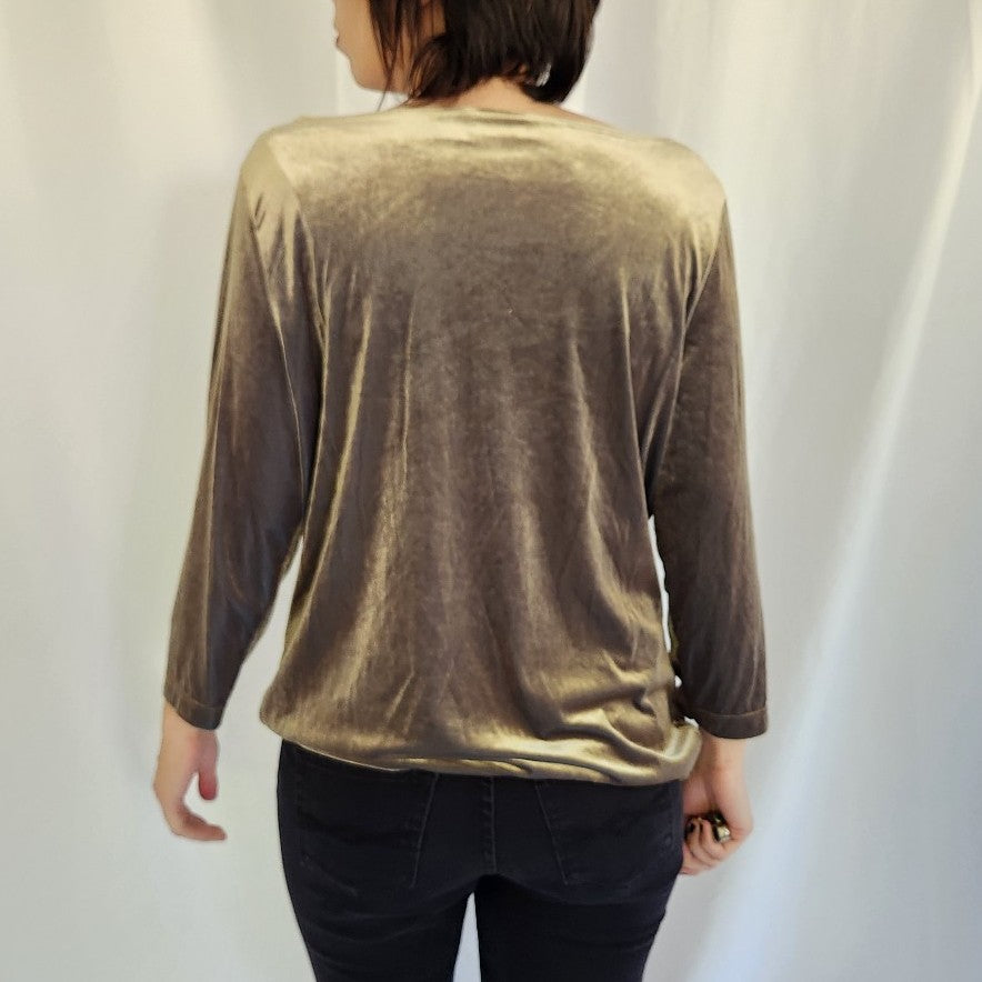 90s Olive Green Velvet Top