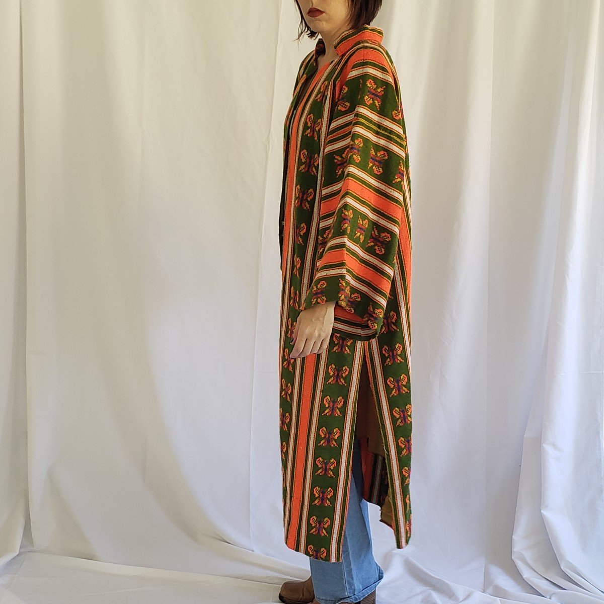 70s Green and Orange Butterfly Robe