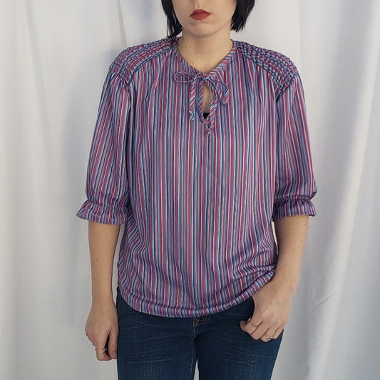 70s Red, White, and Blue Striped Top