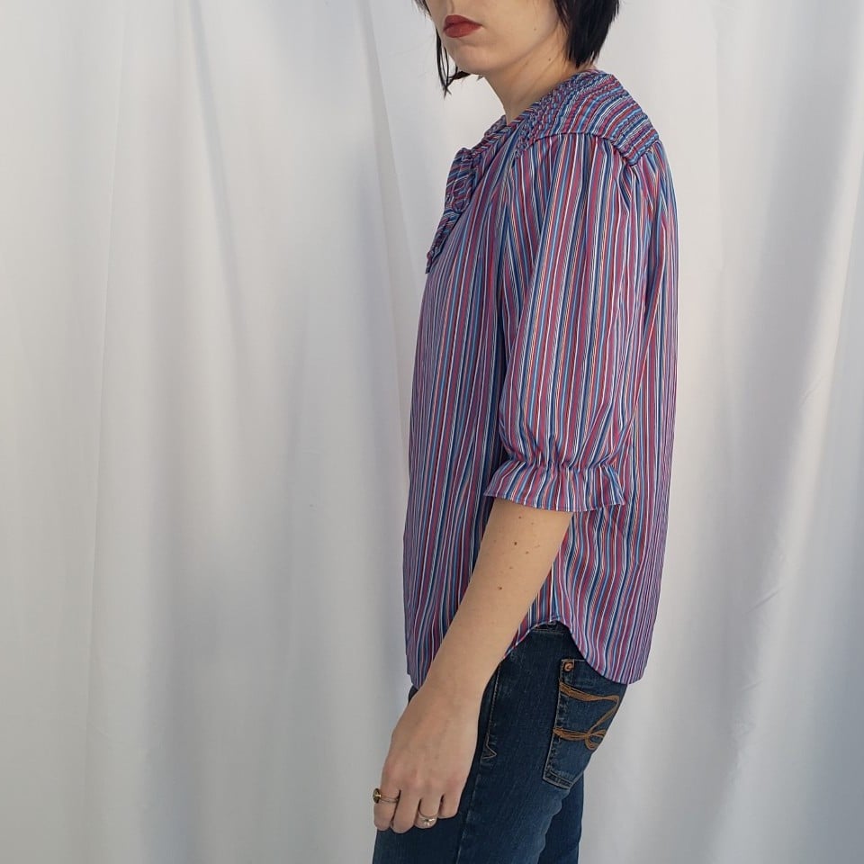 70s Red, White, and Blue Striped Top