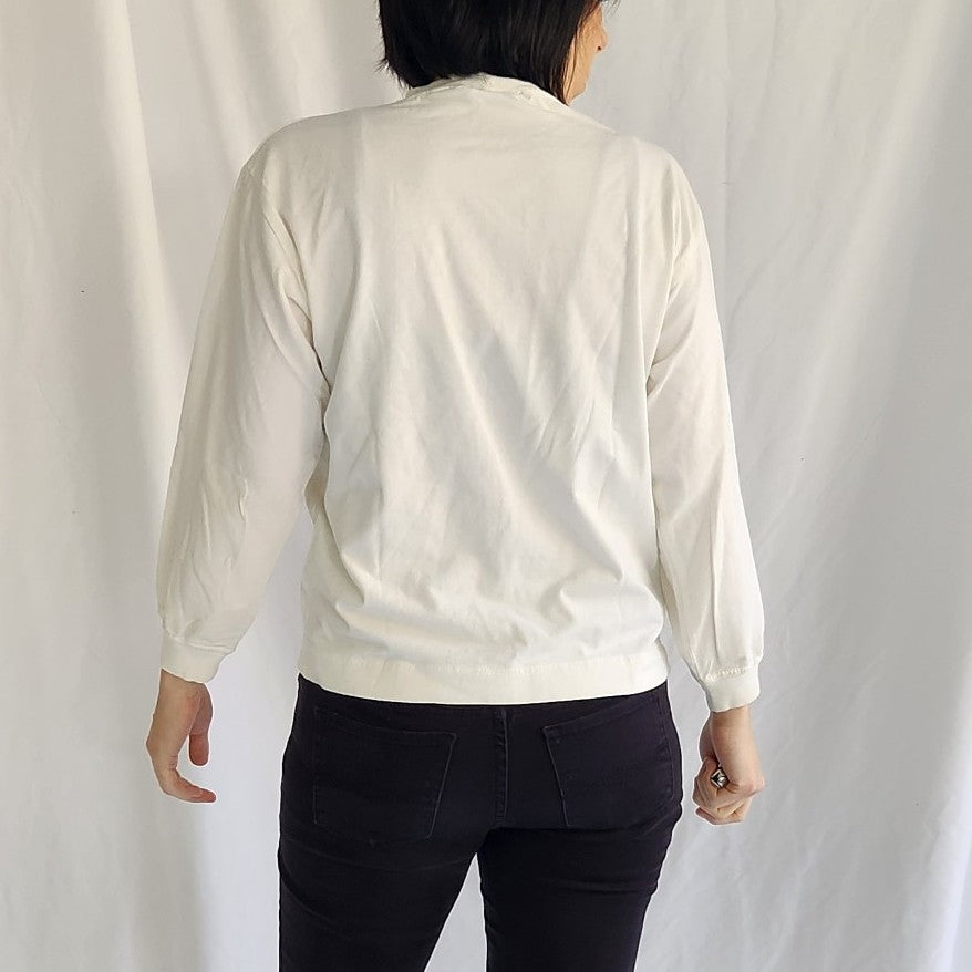 90s Apple Tree White Mock Neck Shirt