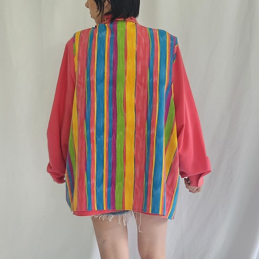90s Coral and Rainbow Top and Vest Set