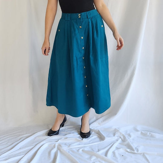 90s Teal Button Down Skirt