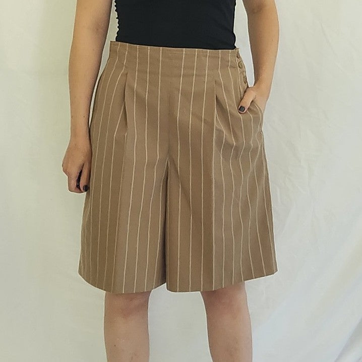 80s/90s Brown and White Dtriped Business Casual Shorts