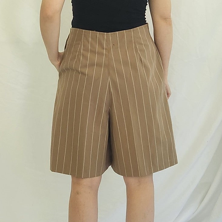 80s/90s Brown and White Dtriped Business Casual Shorts