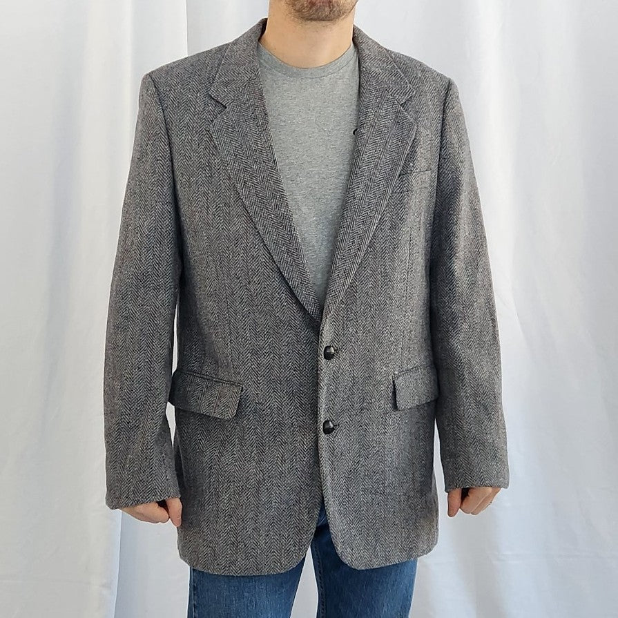 90s Gray Plaid Blazer