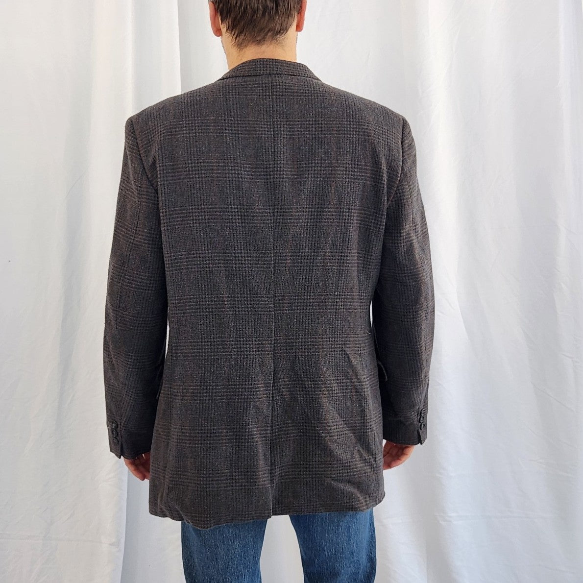 90s Gray Plaid Blazer