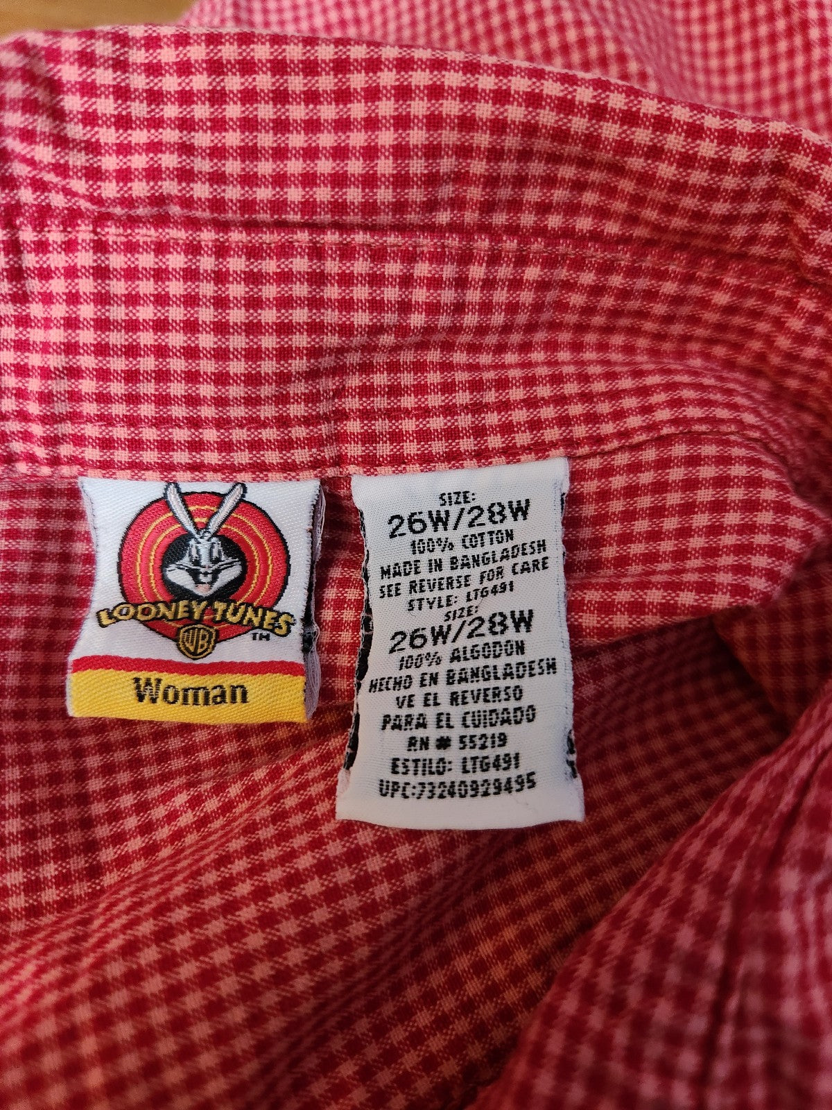 90s/Y2K Red Plaid Western Tweety Bird Shirt