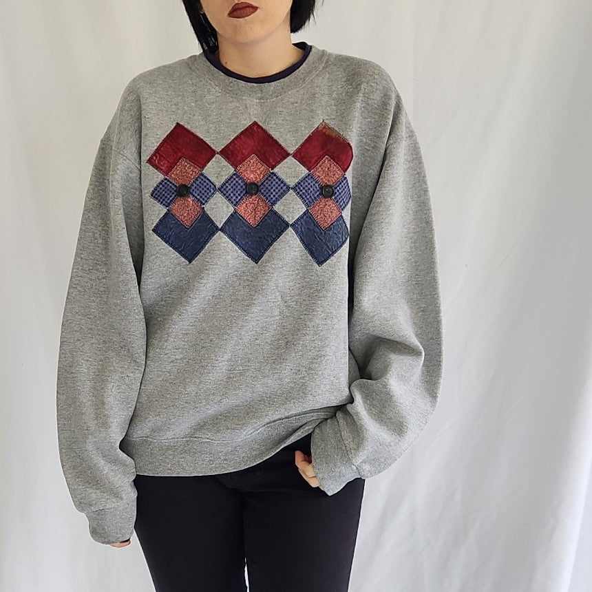 00s Gray Patchwork Sweatshirt