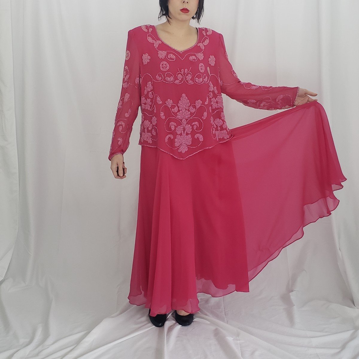 Vintage Pink Beaded Gown