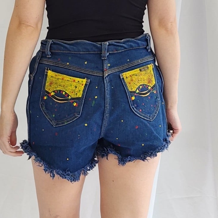 70s/80s Custom Painted Denim Shorts