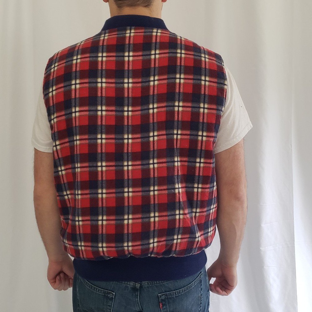 80s/90s Blue and Red Plaid Vest