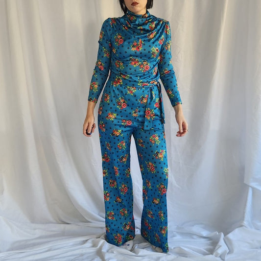 60s/70s Teal Floral Leisure Set