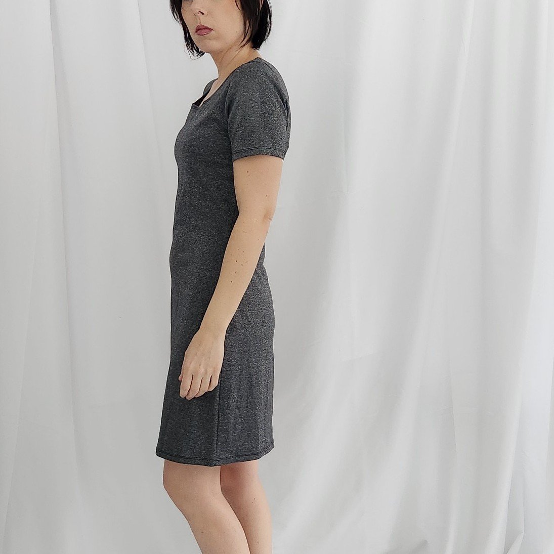 Y2K Gray Square Neck Mini Dress