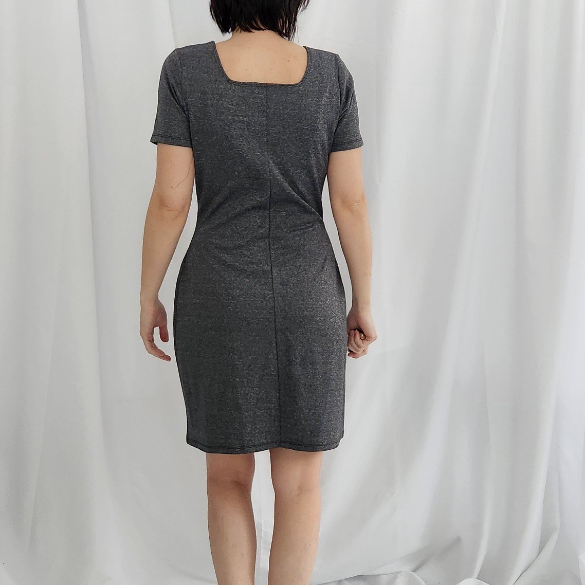 Y2K Gray Square Neck Mini Dress