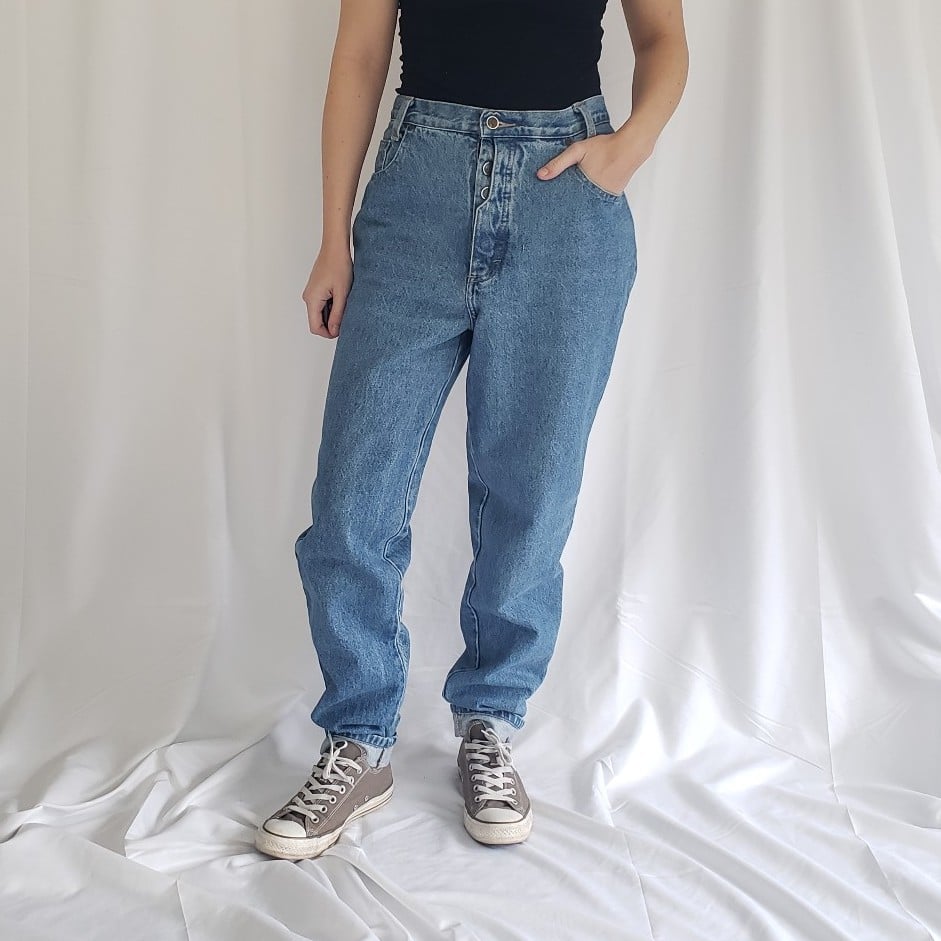 80s High Rise Button Fly Jeans