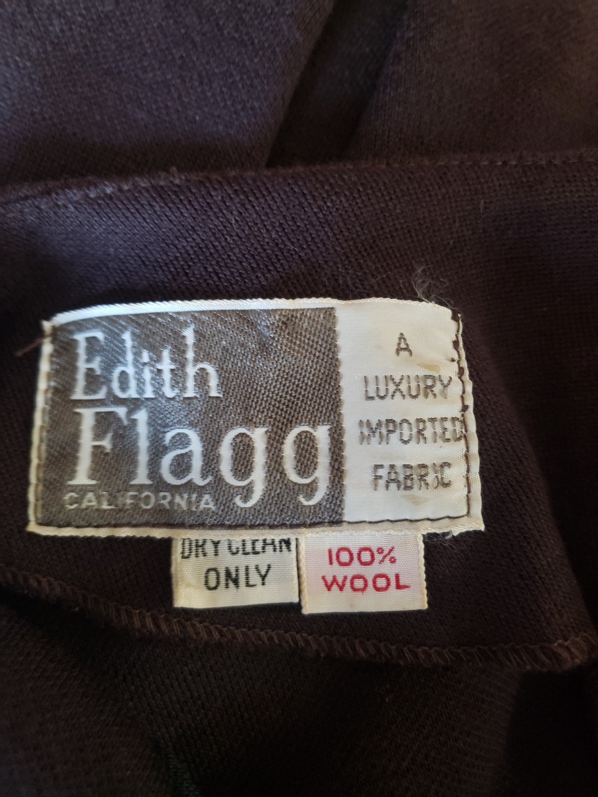 50s/60s Edith Flagg Worsted Wool Brown Beaded Blouse