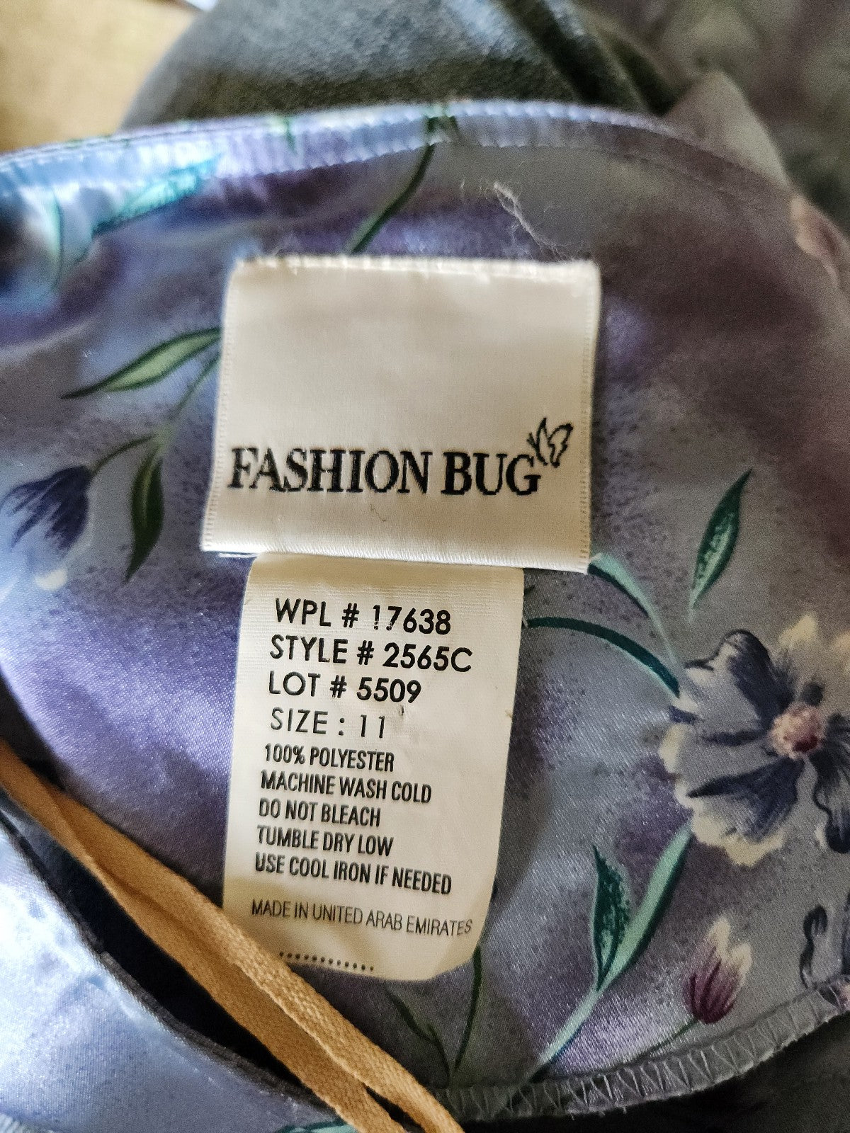 90s/Y2K Satin Blue Floral Dress