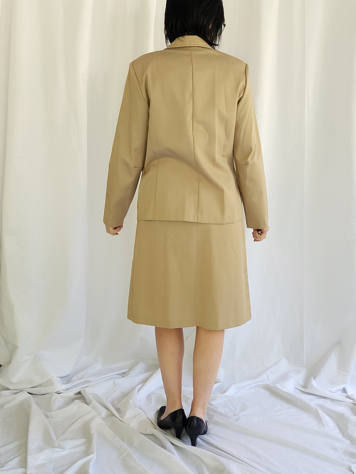 80s Khaki Blazer and Skirt Set
