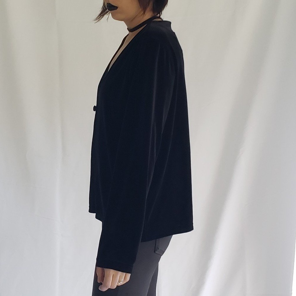 90s Black Velvet Cardigan