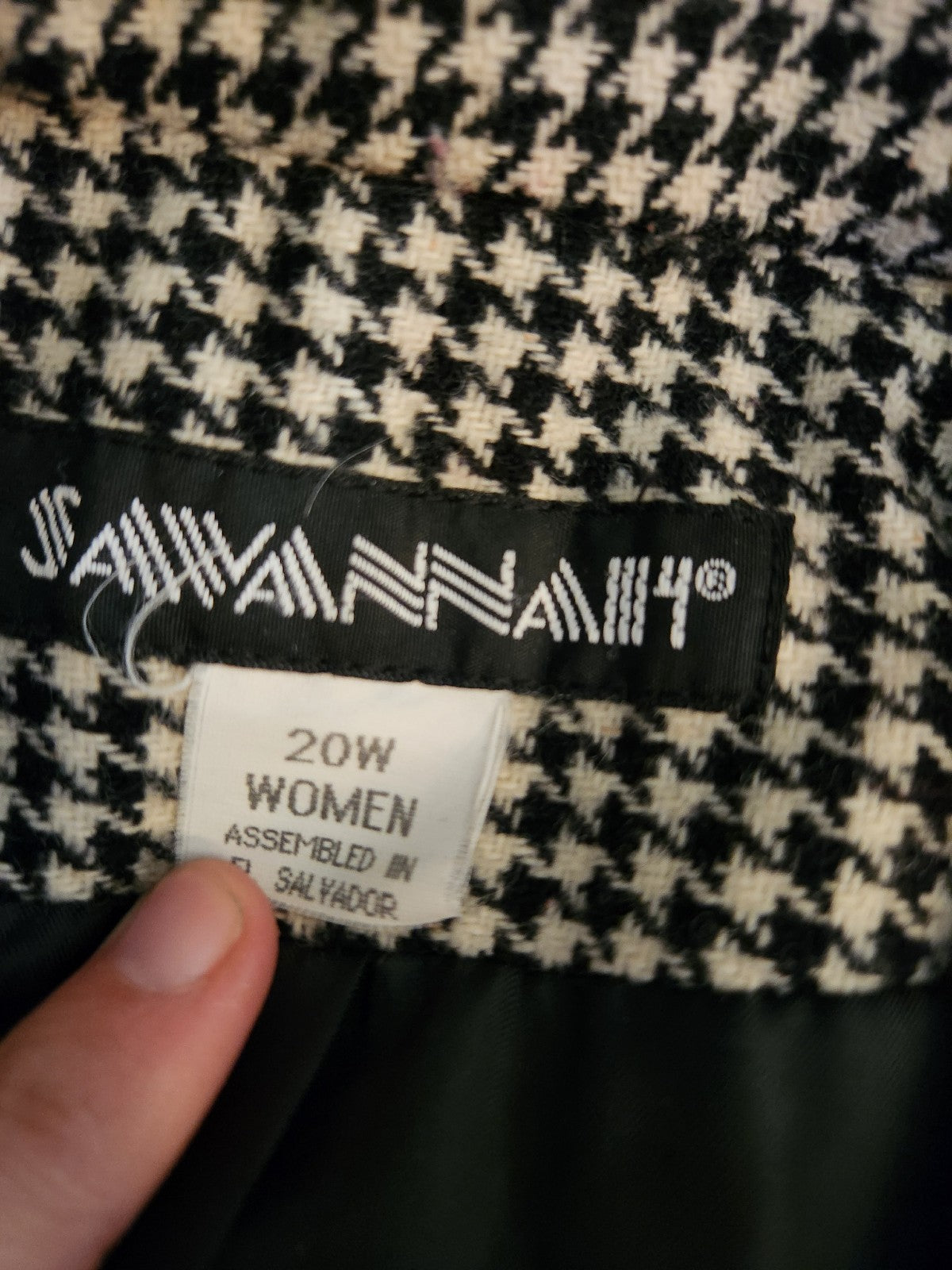 90s Black and White Houndstooth Wool Blazer