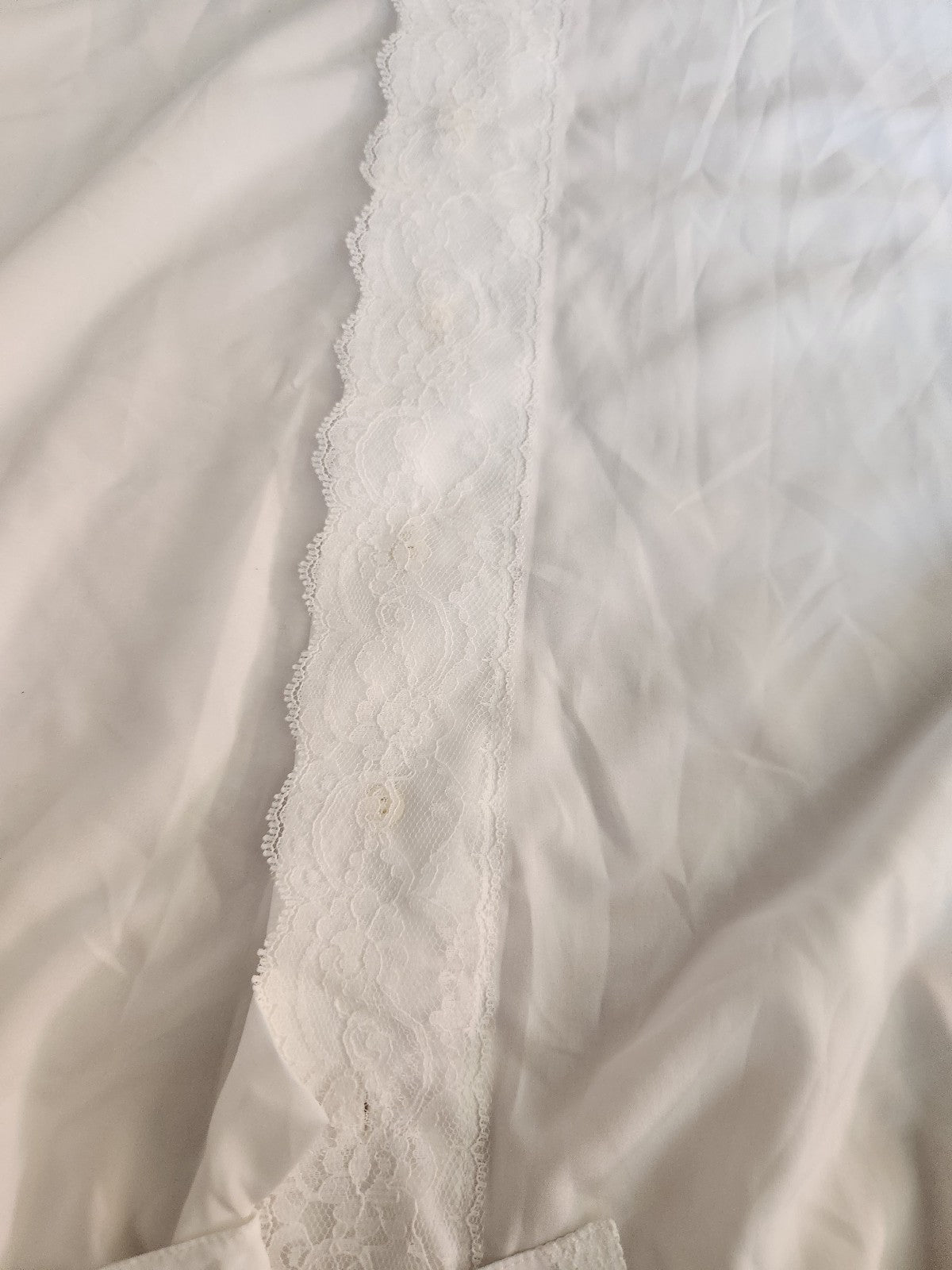 80s Deadstock White Blouse with Lace