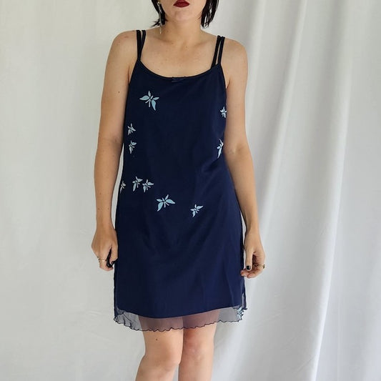 90s/Y2K Blue Butterfly Mini Dress