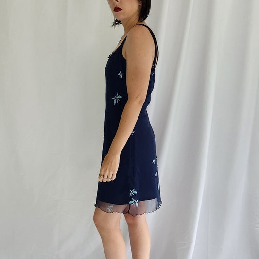 90s/Y2K Blue Butterfly Mini Dress