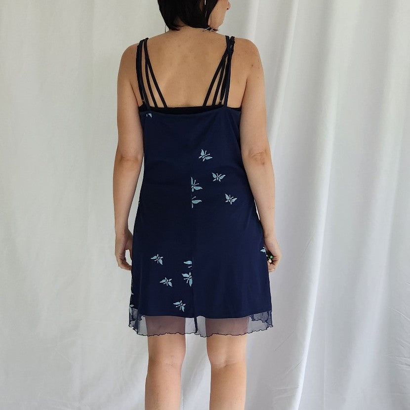 90s/Y2K Blue Butterfly Mini Dress