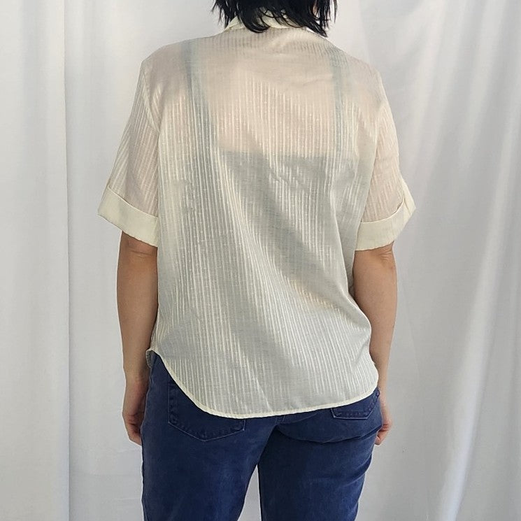 70s/80s Off White Short Sleeve Button Down Shirt