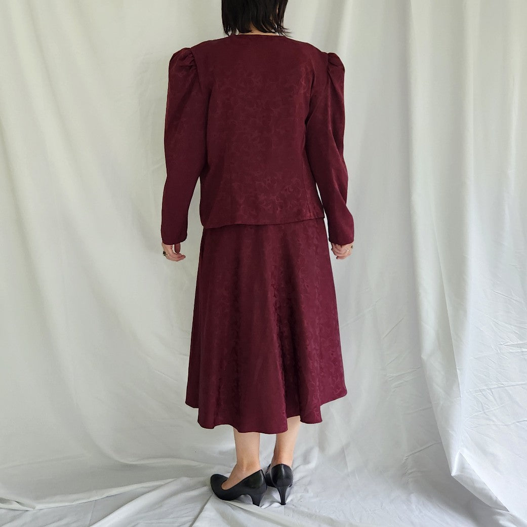 80s/90s Burgundy Whimsigoth Skirt Set