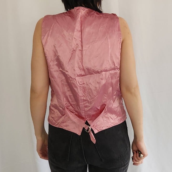 90s Pink and Green Floral Tapestry Vest