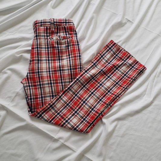 60s/70s Red Plaid Pants