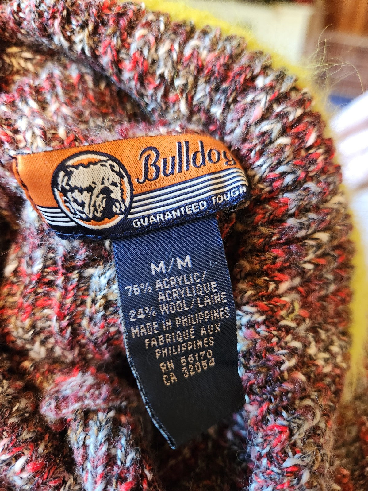 Y2K Brown, White, and Orange Turtleneck Sweater