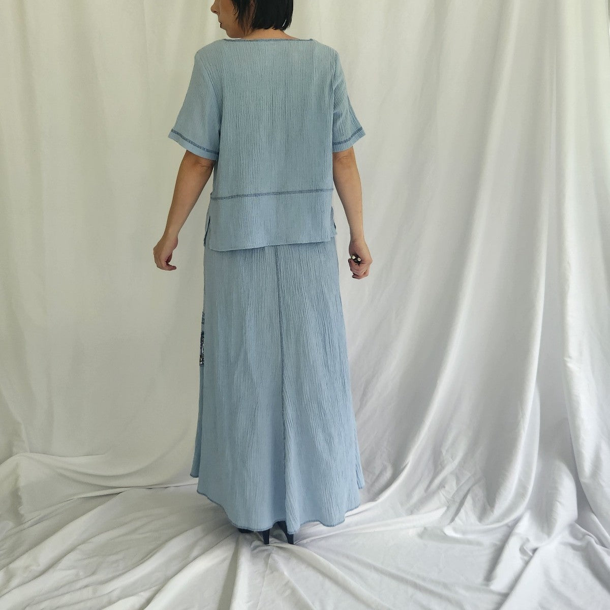 90s/00s Blue Skirt and Two Tops Set