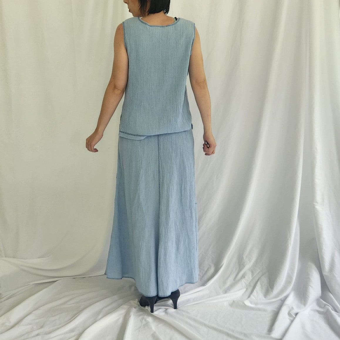 90s/00s Blue Skirt and Two Tops Set